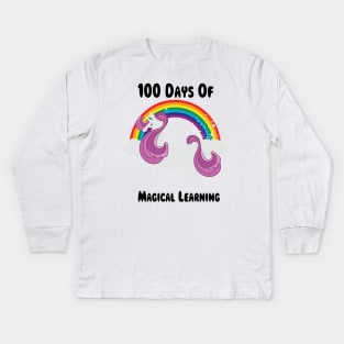 Unicorn 100th Day Of School 100 Days For Girls Kids Long Sleeve T-Shirt